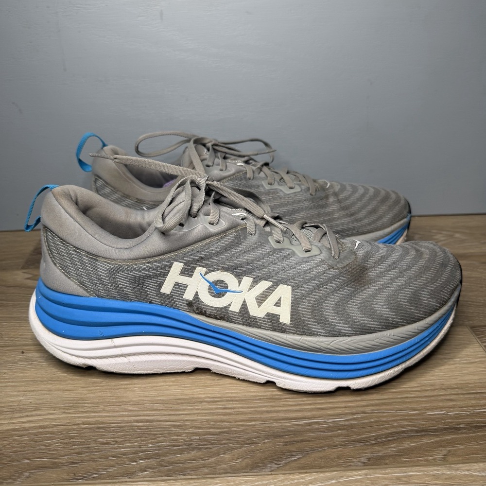 Hoka One One Gaviota 5 Men Size 13 Limestone Diva Blue Sneakers 1127929-LDVB